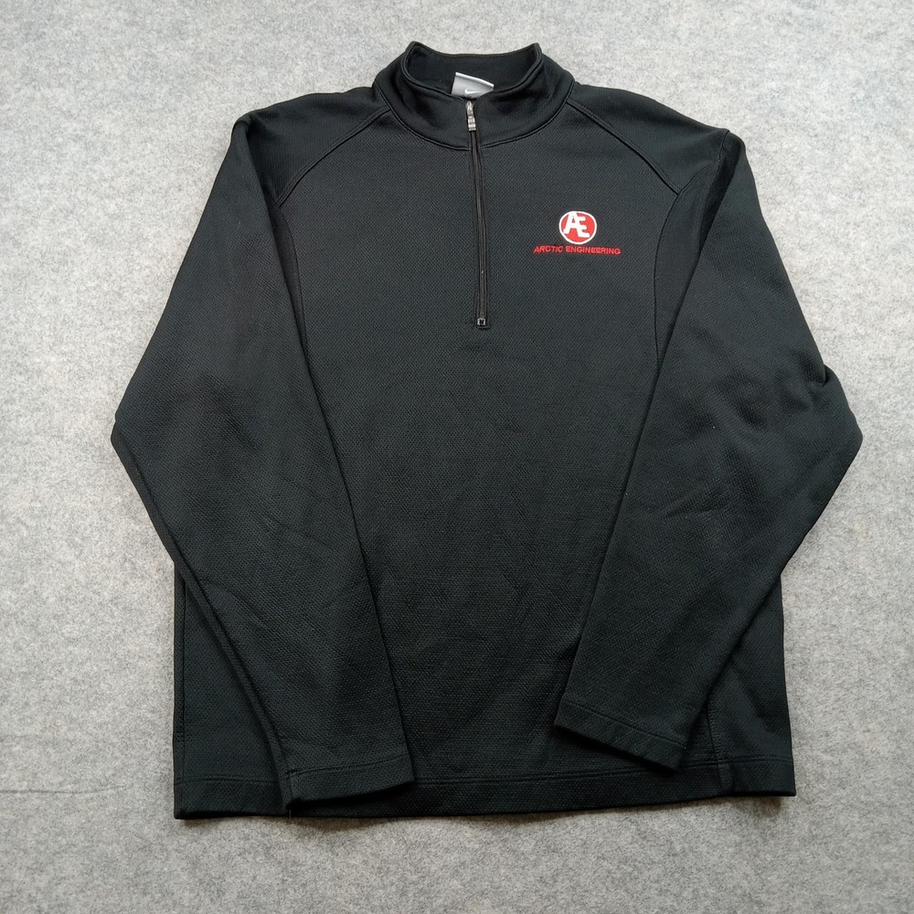 Nike Golf Sweater Mens Medium Black Quarter Zip Pullover Work Sweatshirt Tech‎